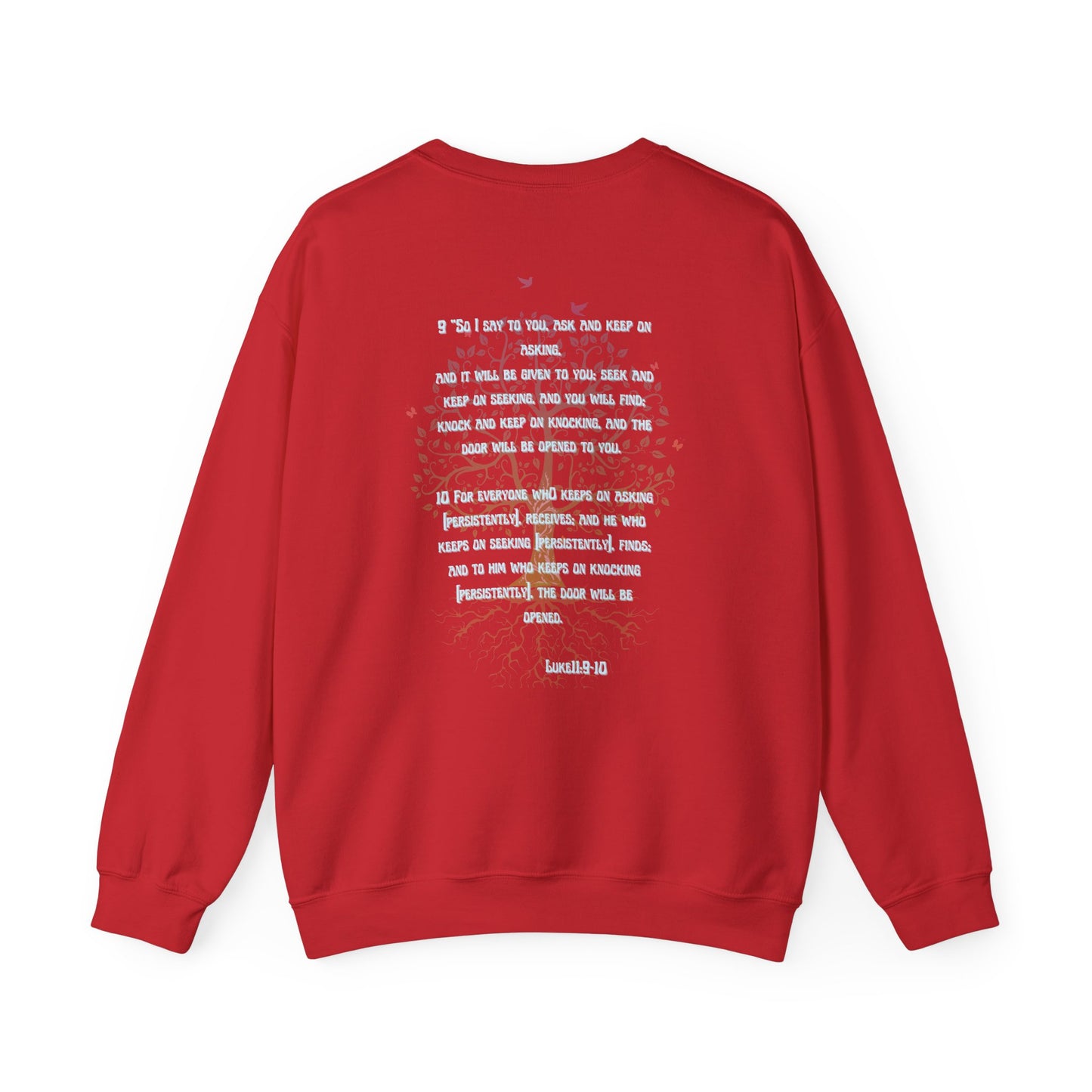 PRAYER Tree Of Life LUKE 11: 9-10 Unisex Sweatshirt, Christian Crewneck Jumper, Inspirational Religious Clothing, Bible Verse Apparel, Spiritual