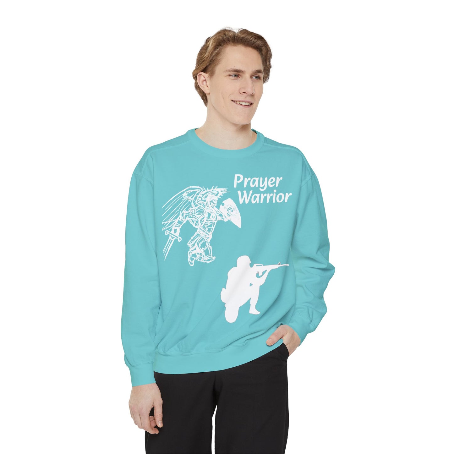 Mens Prayer Warrior Unisex Garment-Dyed Sweatshirt