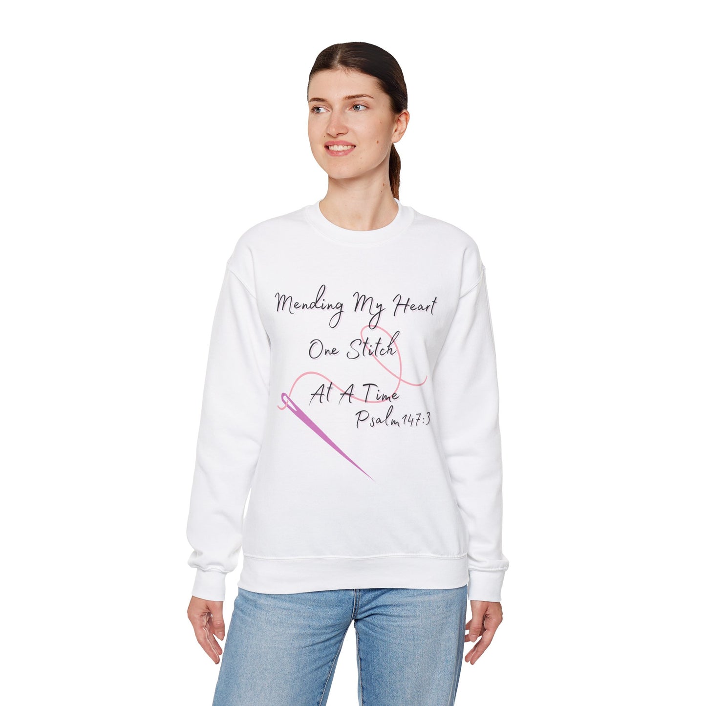 Christian Comfort Crewneck Sweatshirt - Mended Hearts & Healing Scripture