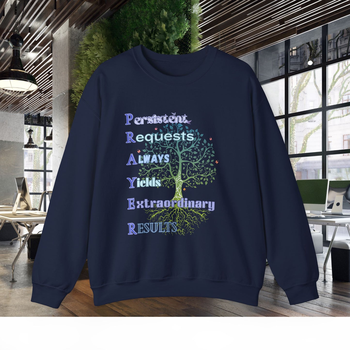 PRAYER Tree Of Life LUKE 11: 9-10 Unisex Sweatshirt, Christian Crewneck Jumper, Inspirational Religious Clothing, Bible Verse Apparel, Spiritual