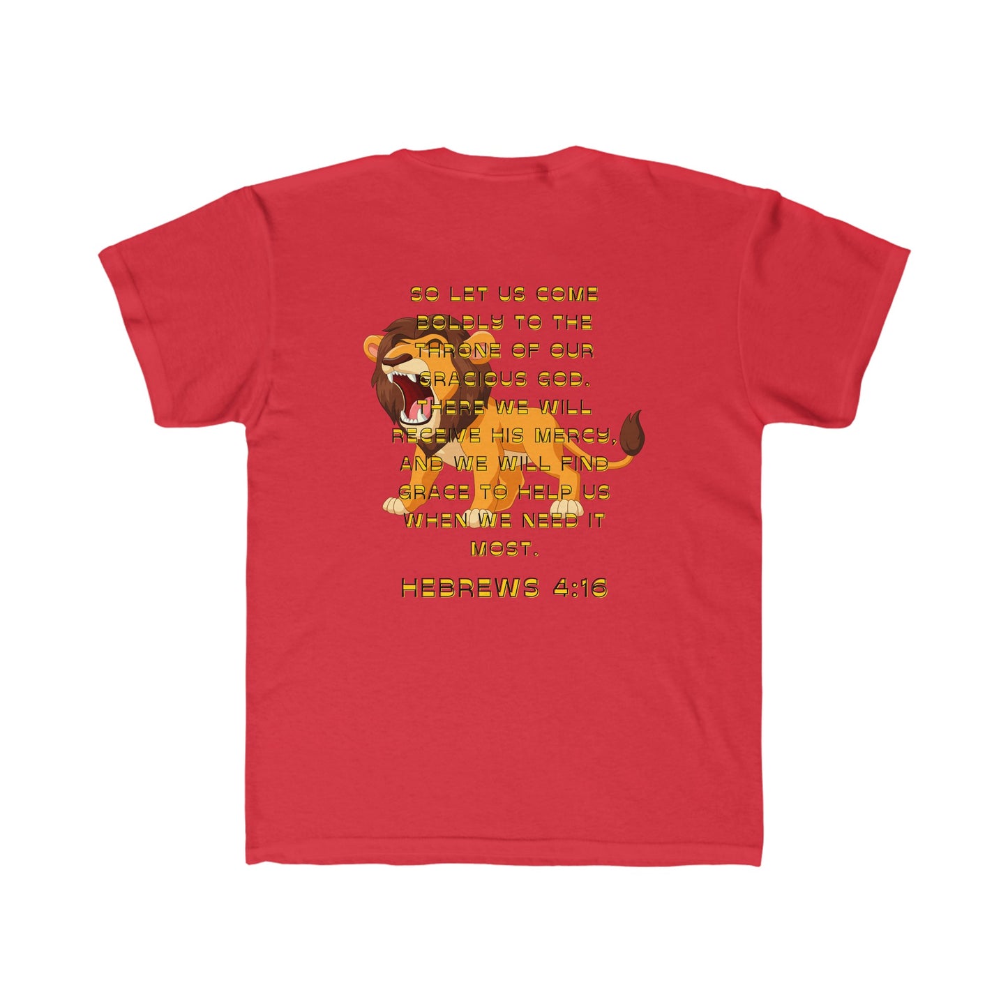 Be Bold Lion Hebrews 4:16 Kids Regular Fit Tee