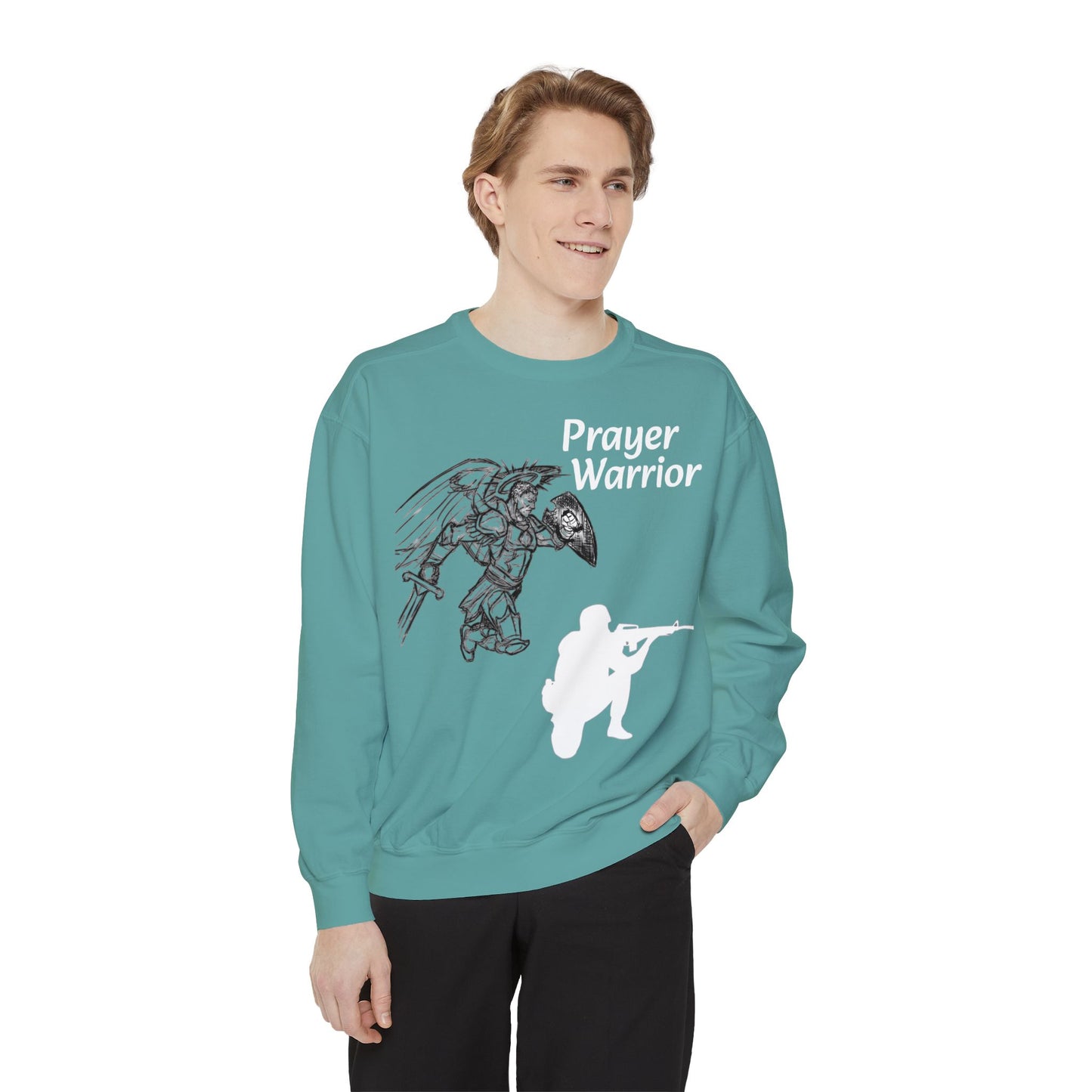 Mens Prayer Warrior Unisex Garment-Dyed Sweatshirt