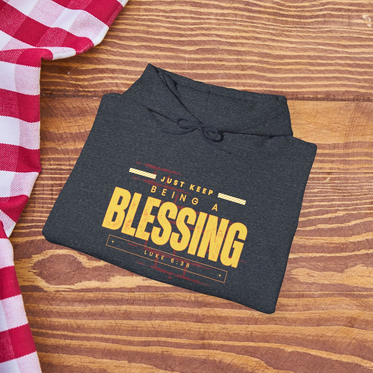 Be A Blessing Luke 6:38 Unisex Heavy Blend™ Hooded Sweatshirt, Faith Clothing, Christian Gift, Spiritual Wear, Faithful Gift