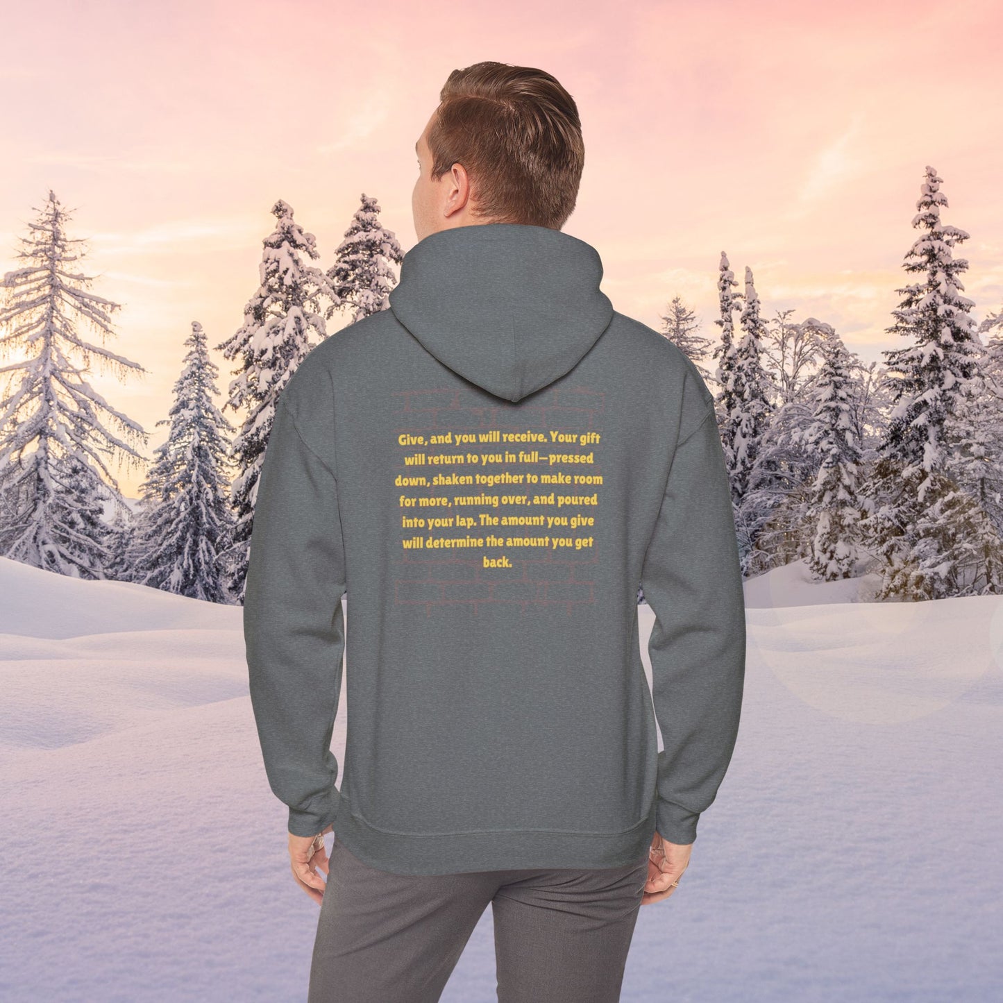 Be A Blessing Luke 6:38 Unisex Heavy Blend™ Hooded Sweatshirt, Faith Clothing, Christian Gift, Spiritual Wear, Faithful Gift