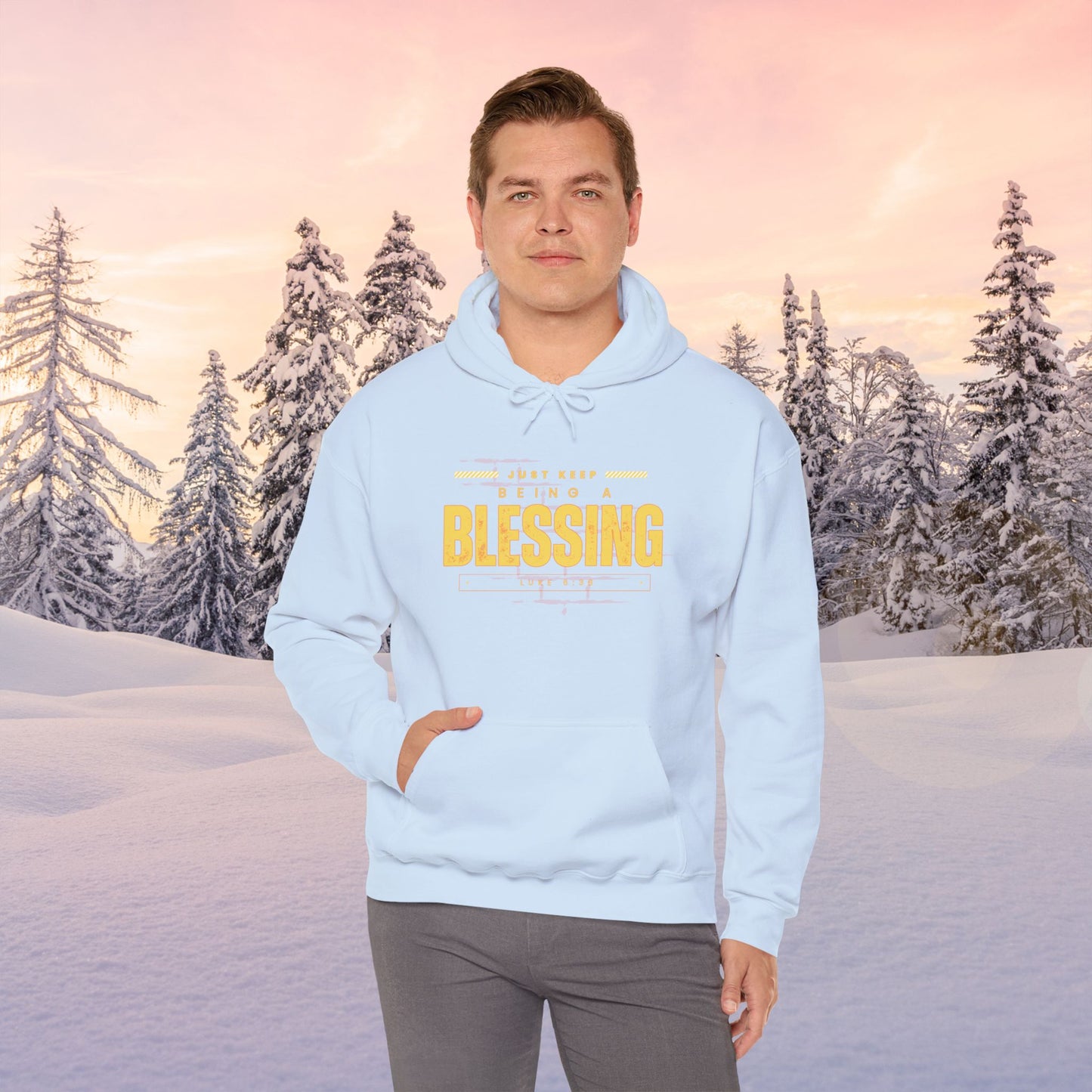 Be A Blessing Luke 6:38 Unisex Heavy Blend™ Hooded Sweatshirt, Faith Clothing, Christian Gift, Spiritual Wear, Faithful Gift