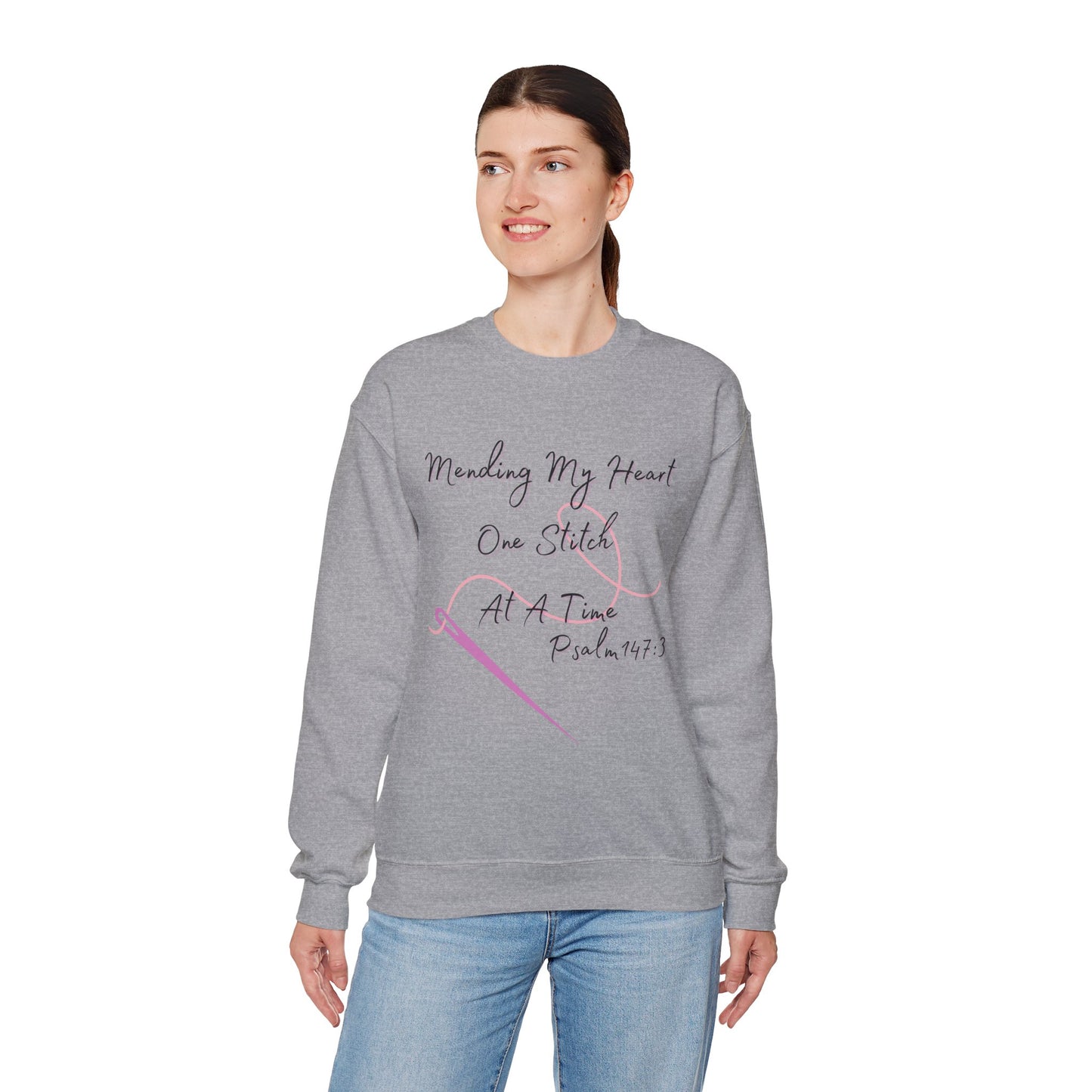 Christian Comfort Crewneck Sweatshirt - Mended Hearts & Healing Scripture