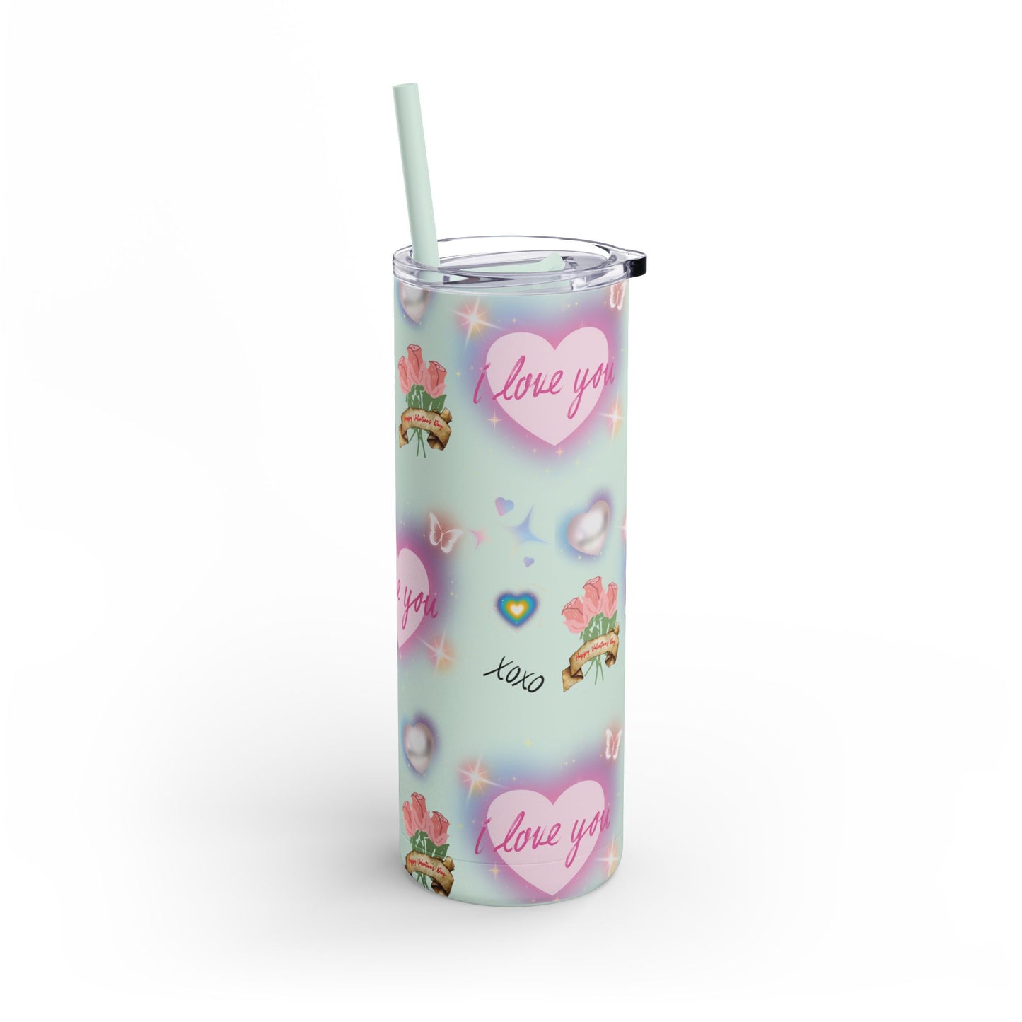 Tumbler, Love Charms Valentine's Day Gift, Matte Cup, Personalized Drinkware, Insulated Mug, Heart Design