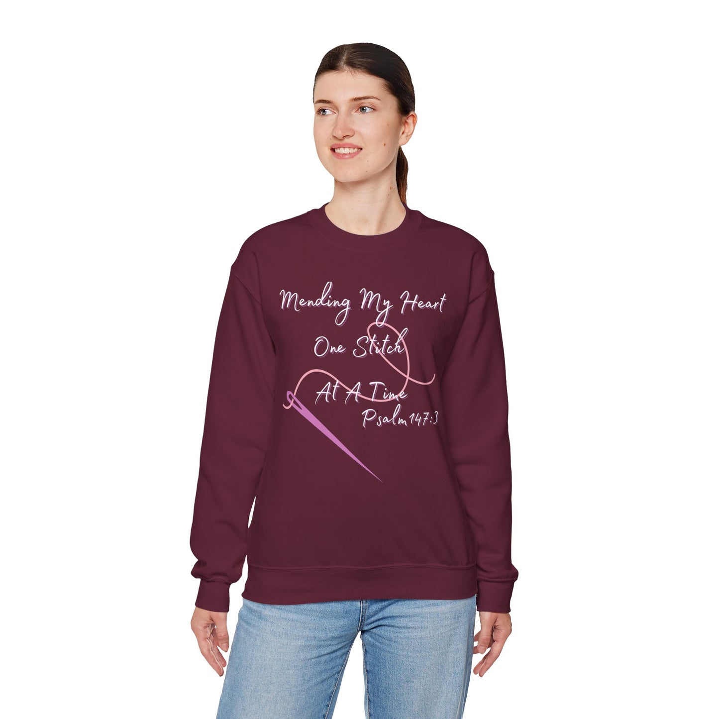 Christian Comfort Crewneck Sweatshirt - Mended Hearts & Healing Scripture