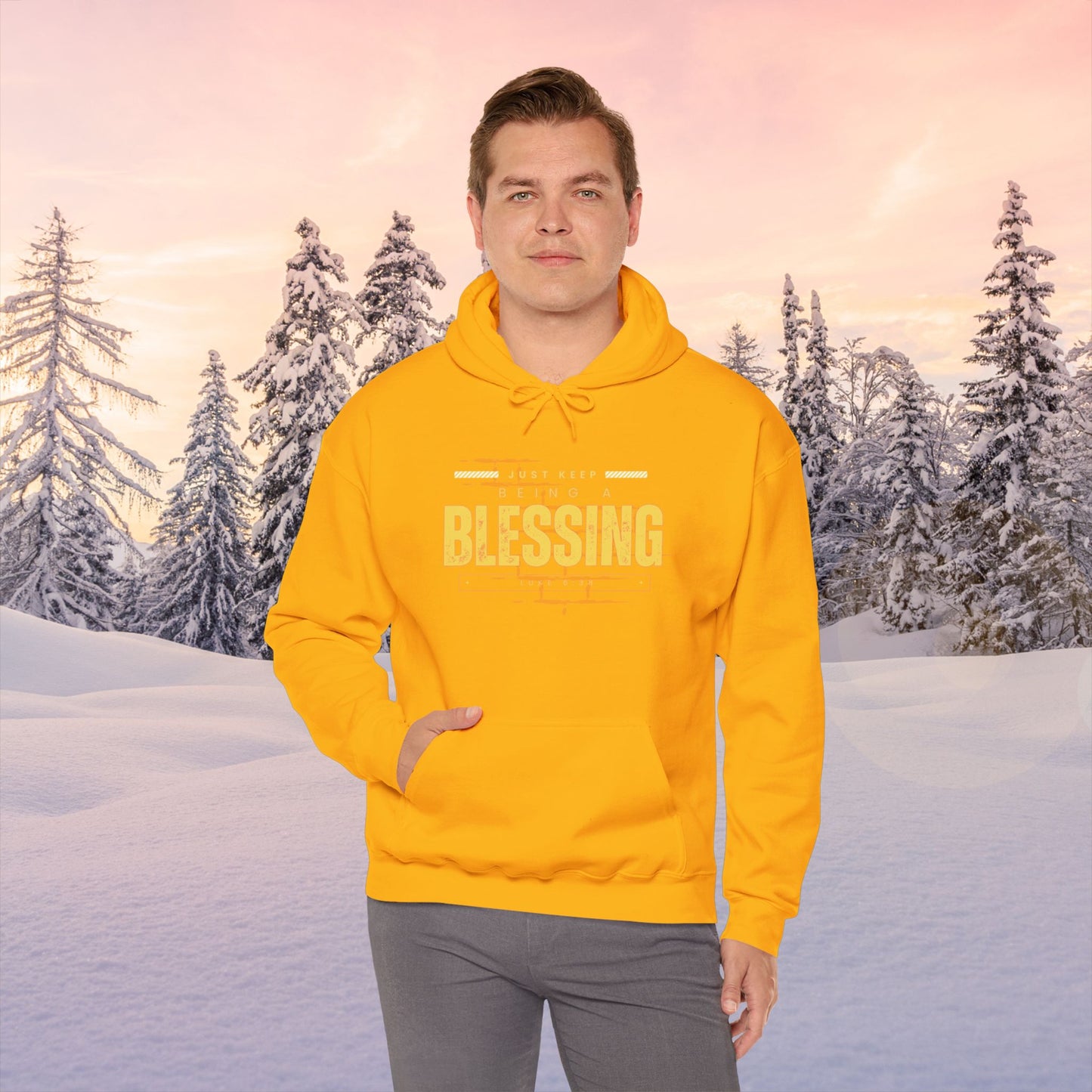 Be A Blessing Luke 6:38 Unisex Heavy Blend™ Hooded Sweatshirt, Faith Clothing, Christian Gift, Spiritual Wear, Faithful Gift