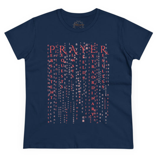 Prayer Matrix Luke 11:9-10 III Women's Midweight Cotton Tee