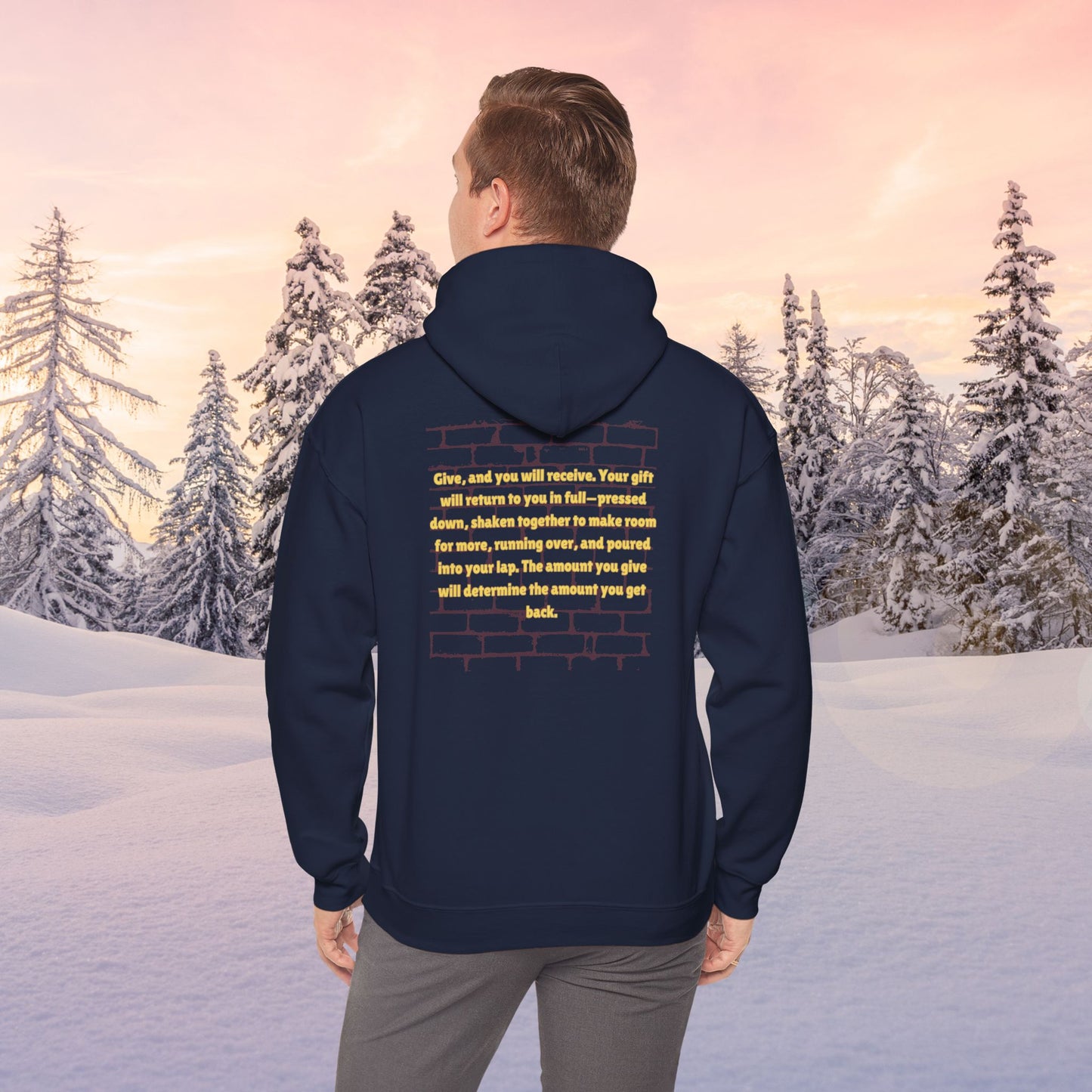 Be A Blessing Luke 6:38 Unisex Heavy Blend™ Hooded Sweatshirt, Faith Clothing, Christian Gift, Spiritual Wear, Faithful Gift