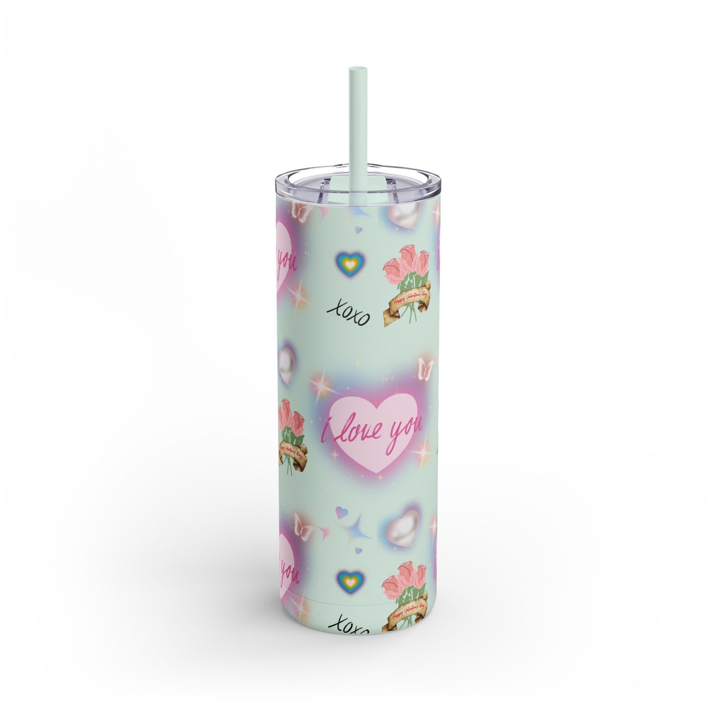 Tumbler, Love Charms Valentine's Day Gift, Matte Cup, Personalized Drinkware, Insulated Mug, Heart Design