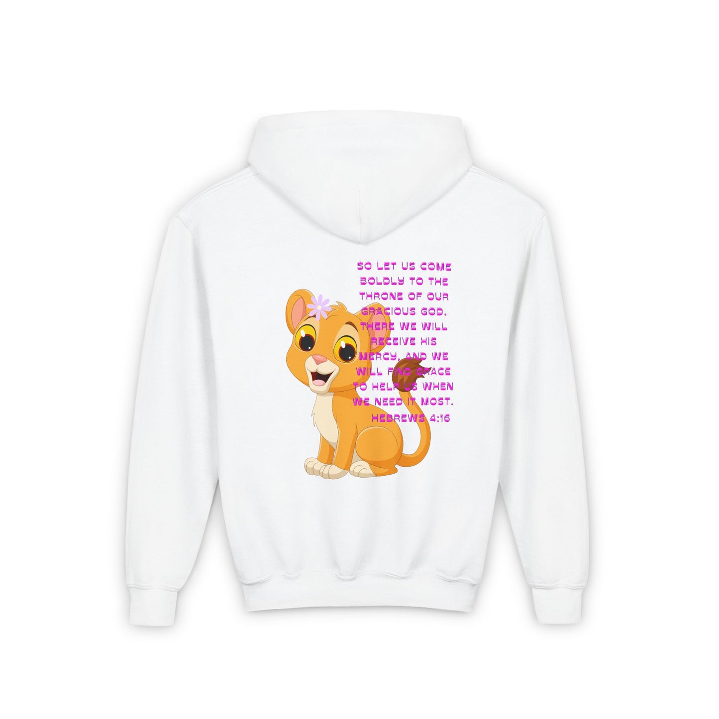 Girls Be Bold Hebrews 4:16 Youth Heavy Blend Hooded Sweatshirt